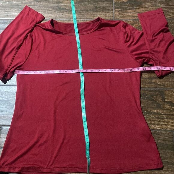 Women's Red Long Sleeve Top Size XXL Red Burgundy - Picture 2 of 4